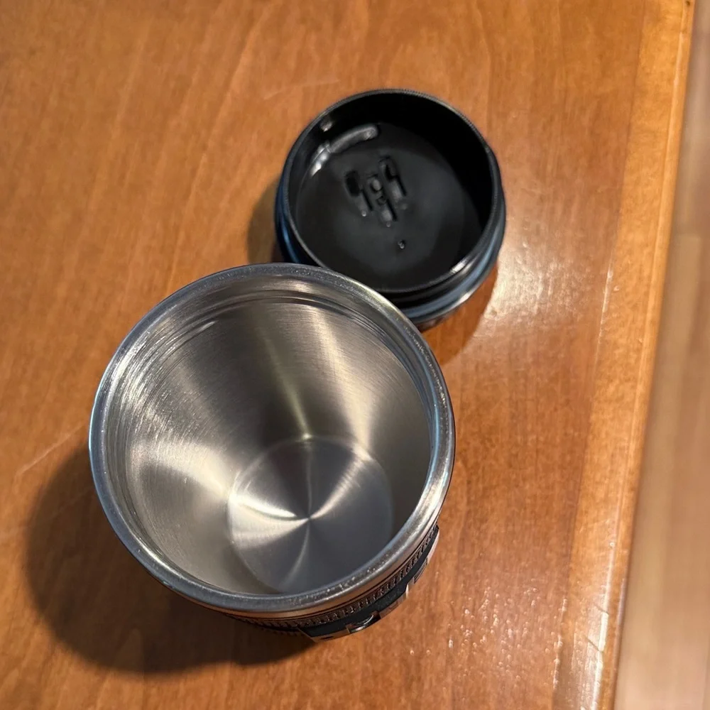 Camera Lens Mug with Lid - Black